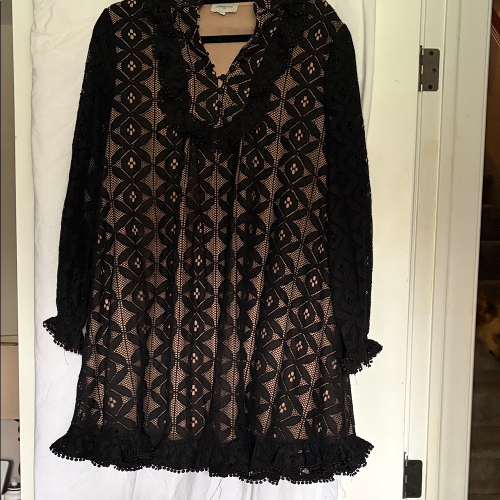 Chic Black Lace Long Sleeve Dress